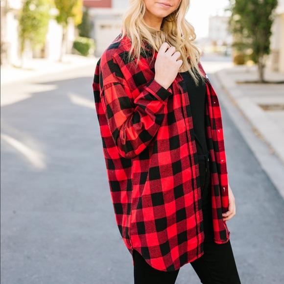 Laid Back Red Plaid Button-Down - Picture 4 of 7